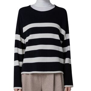 Akris Punto| Women’s Black & White Striped Wool Cashmere Blend Sweater Size 6